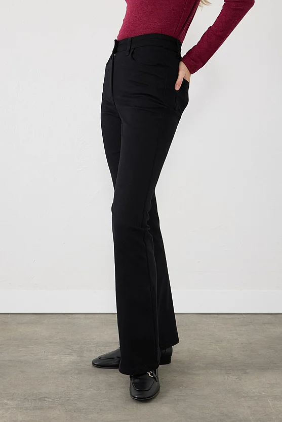 Flare Fit Kanvas Pantolon - Siyah - Gusto