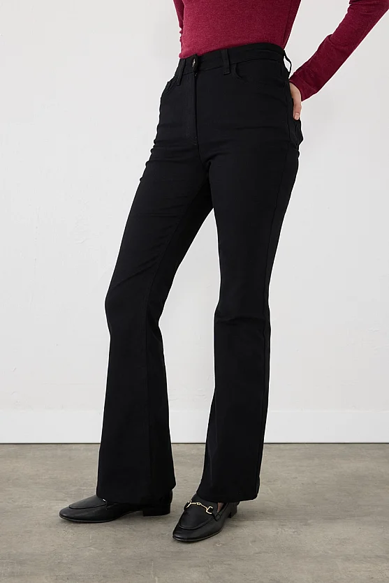 Flare Fit Kanvas Pantolon - Siyah - Gusto