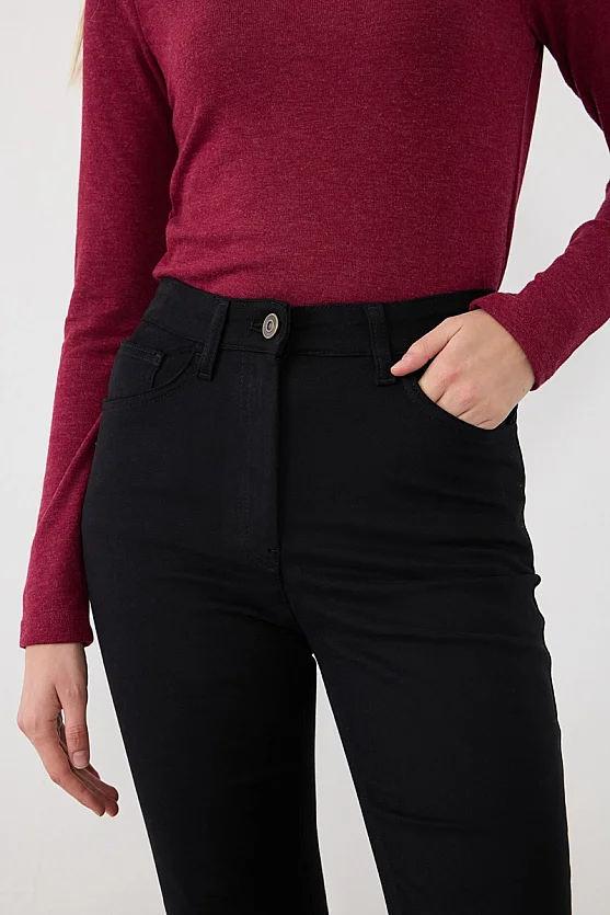 Flare Fit Kanvas Pantolon - Siyah - Gusto
