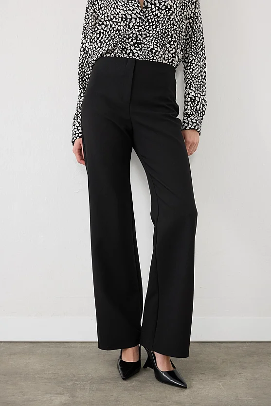 Flare Paça Kumaş Pantolon - Siyah - Gusto