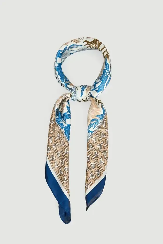 Floral Scarf - Blue - 1