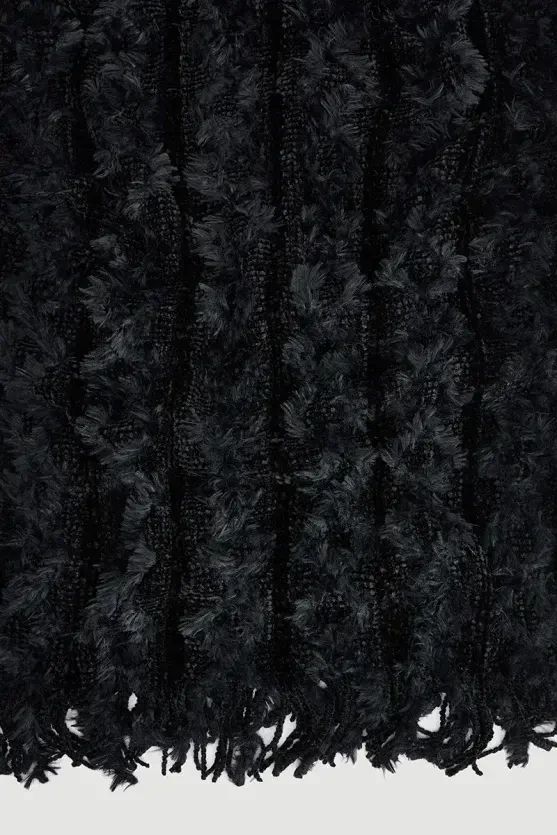 Fringed Knit Shawl - Black - Gusto