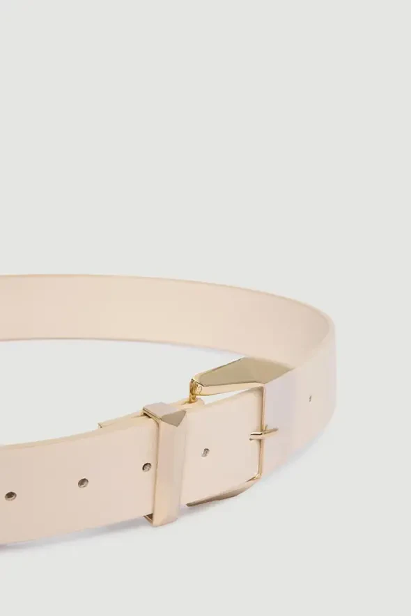 Geniş Tokalı Kemer - Ekru - Gusto