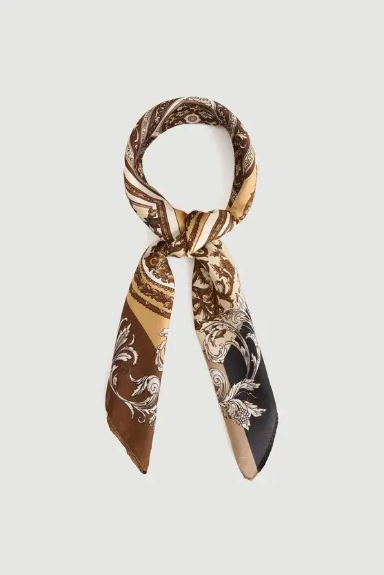 Geometric Patterned Scarf - Beige - Gusto