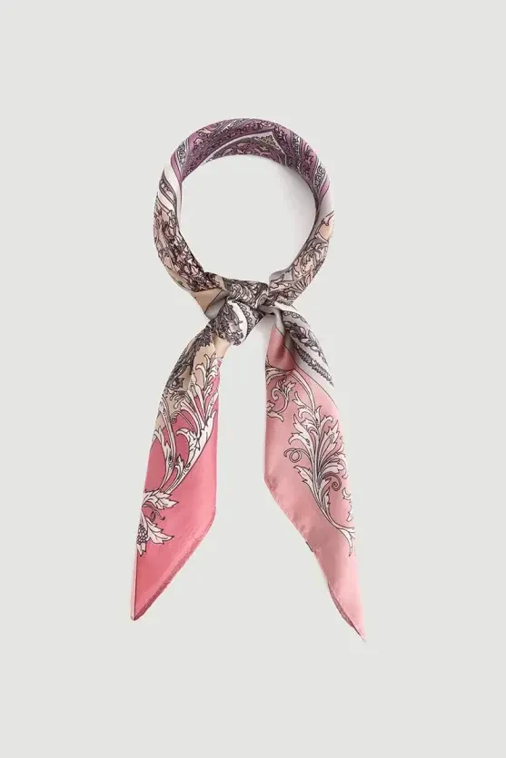 Geometric Patterned Scarf - Pink - 1