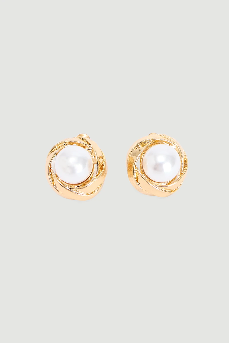 Gold-Plated Pearl Earrings - Gold Gold
