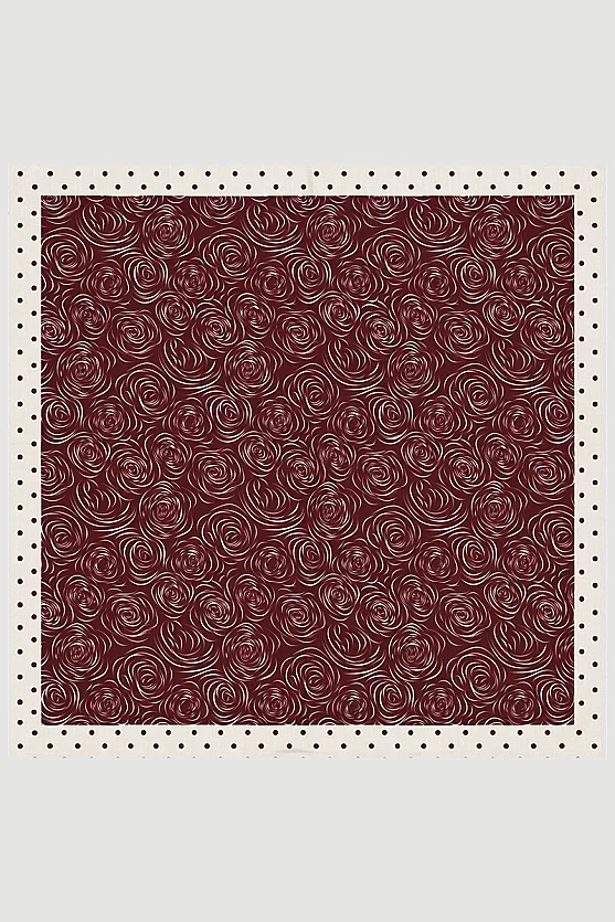 Gül Desenli Pamuk Fular - Bordo - Gusto
