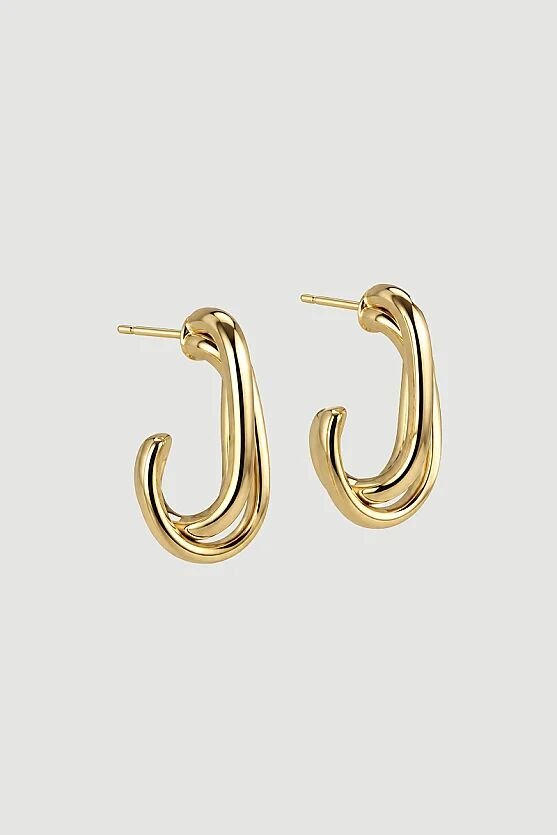 Hacimli Oval Halka Küpe - Gold - 3