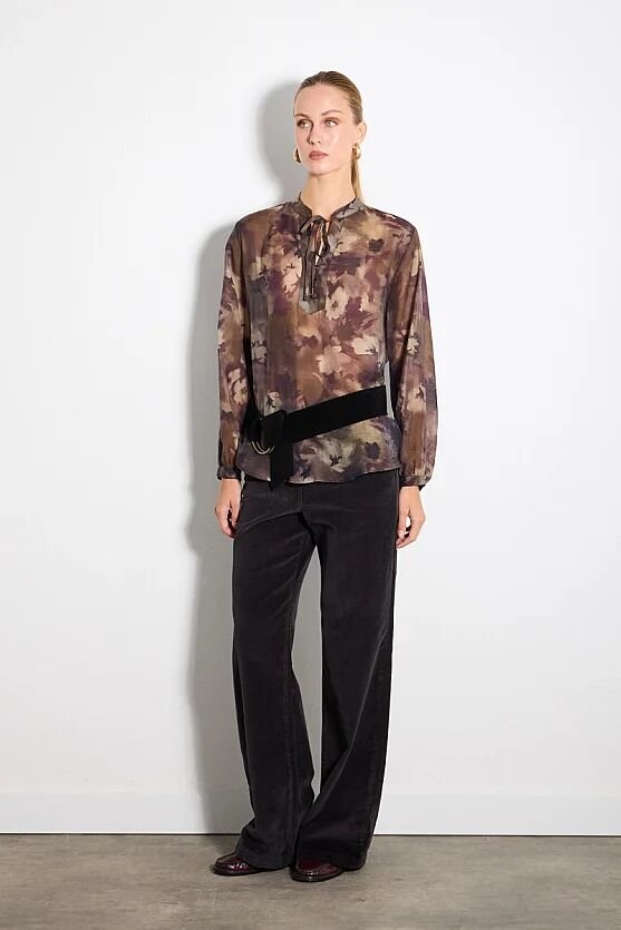 Hakim Yaka Desenli Tensel Bluz - Yeşil - 3