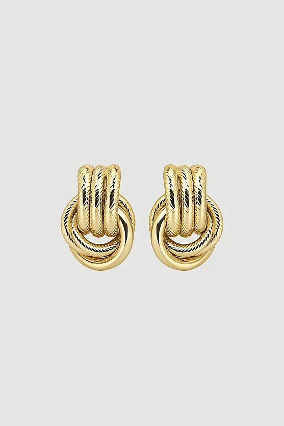 Halka Detaylı Küpe - Gold - 1