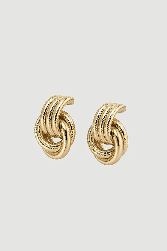 Halka Detaylı Küpe - Gold - 2
