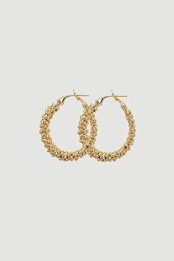 Halka Kabartmalı Küpe - Gold - Gusto