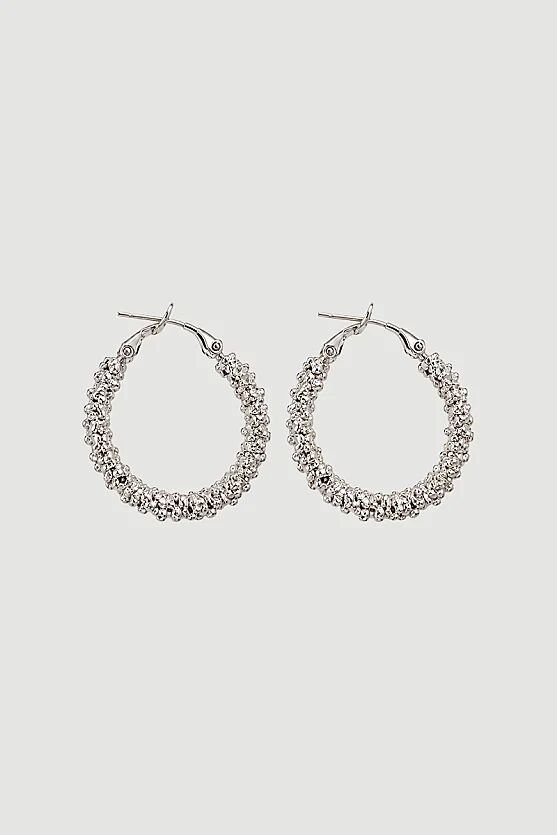 Halka Kabartmalı Küpe - Gümüş - 1