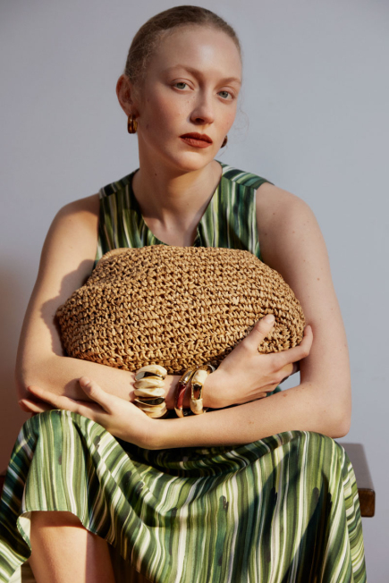 Hasır Clutch Çanta - Kahverengi Kahverengi