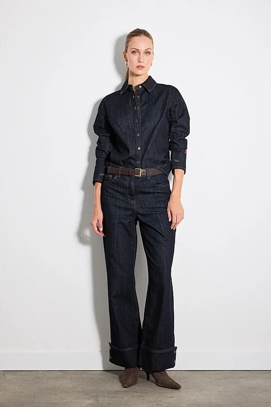 Hayalperest Koleksiyonu Kolları Nakış Detaylı Denim Gömlek - Lacivert - Gusto