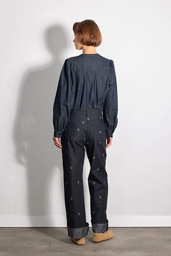 Hayalperest Koleksiyonu Nakışlı Denim Gömlek - Lacivert - 6