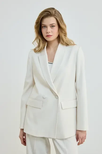 İki Düğmeli Blazer Ceket - Ekru - Gusto
