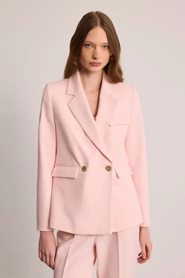 İki Düğmeli Blazer Ceket - Pembe - 1