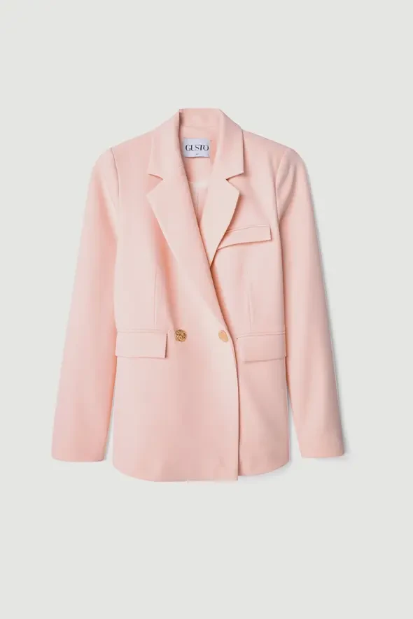 İki Düğmeli Blazer Ceket - Pembe - 5