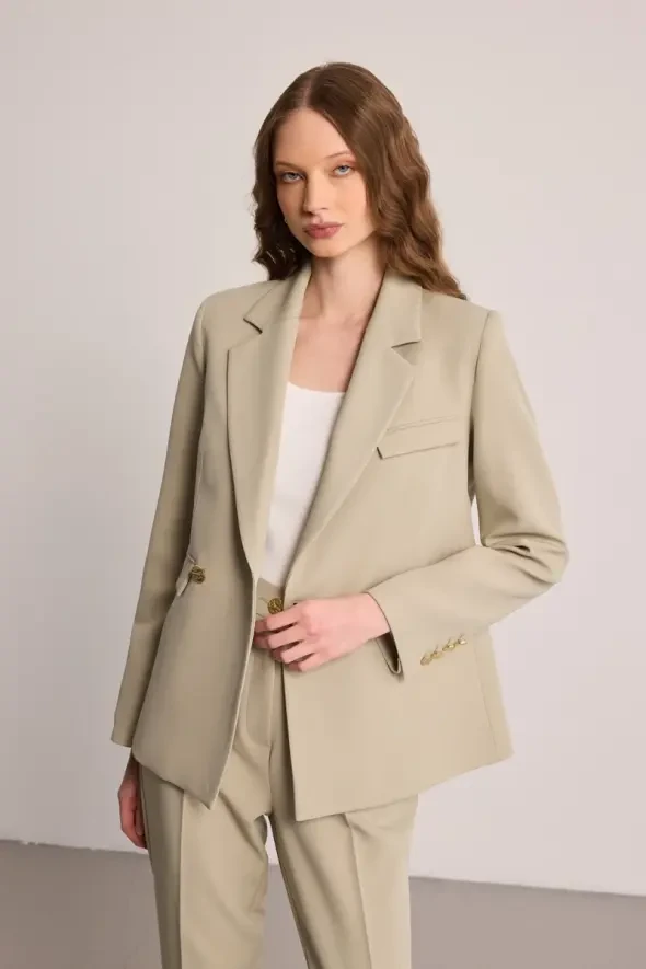 İki Düğmeli Blazer Ceket - Yeşil - Gusto