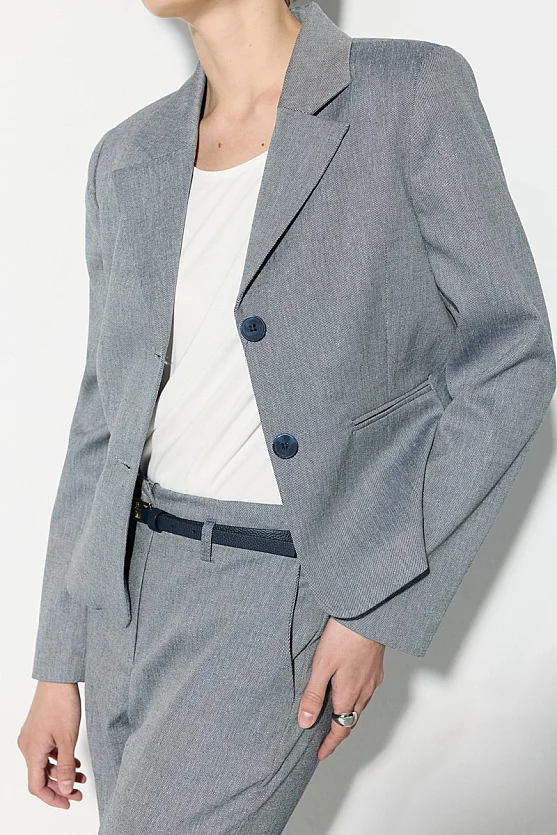 İki Düğmeli Koton Keten Blazer Ceket - Lacivert - Gusto