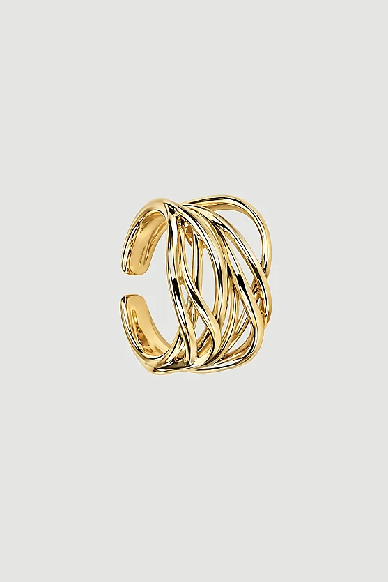 İnce Şeritli Çok Sıralı Yüzük - Gold - Gusto