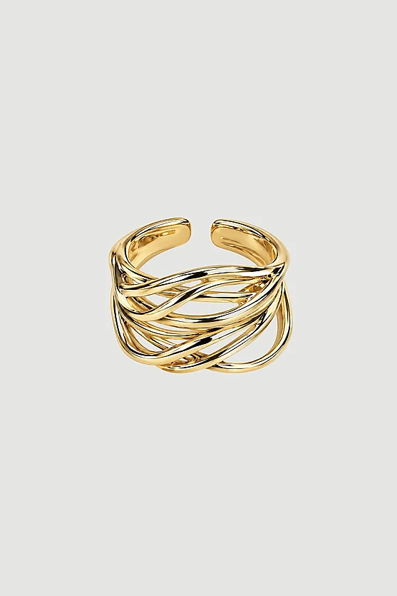 İnce Şeritli Çok Sıralı Yüzük - Gold - Gusto