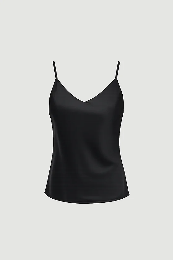 İp Askılı Saten Atlet - Siyah - Gusto