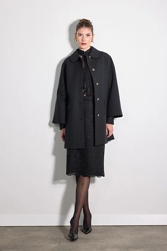 Jakar Puan Desenli Bebe Yaka Kaftan - Siyah - Gusto