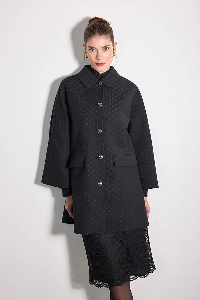 Jakar Puan Desenli Bebe Yaka Kaftan - Siyah Siyah