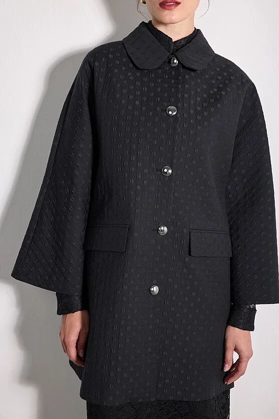 Jakar Puan Desenli Bebe Yaka Kaftan - Siyah - Gusto