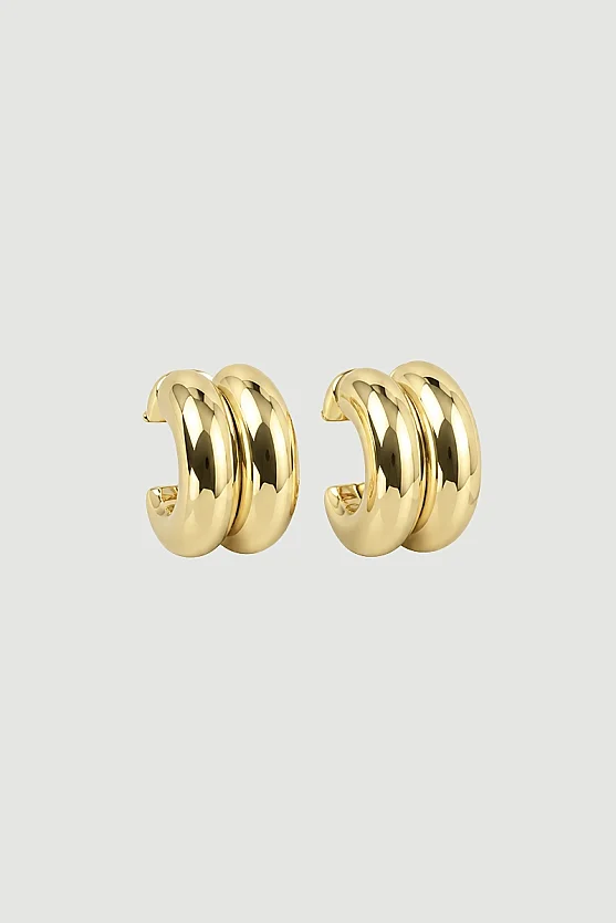 Kabartmalı Küpe - Gold - 3