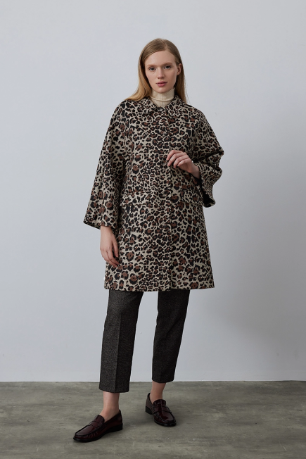 Leopar Desenli Kaftan - Kahve Kahve