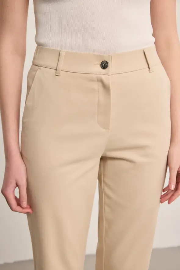 Kanvas Mom Pantolon - Bej - Gusto