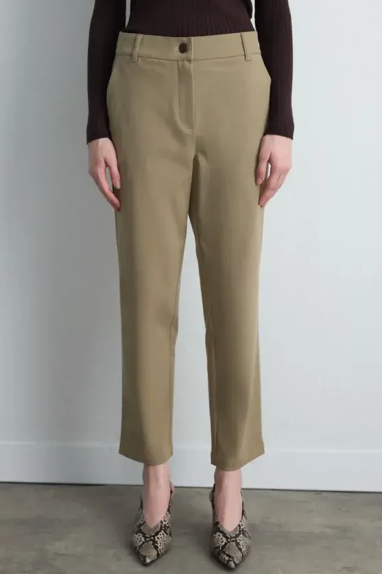 Kanvas Mom Pantolon - Bej - Gusto