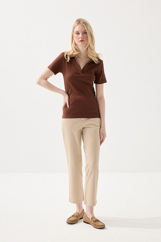 Kanvas Mom Pantolon - Bej - 3