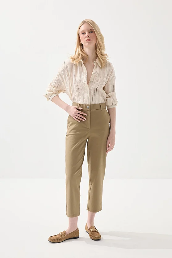 Kanvas Mom Pantolon - Haki - 1