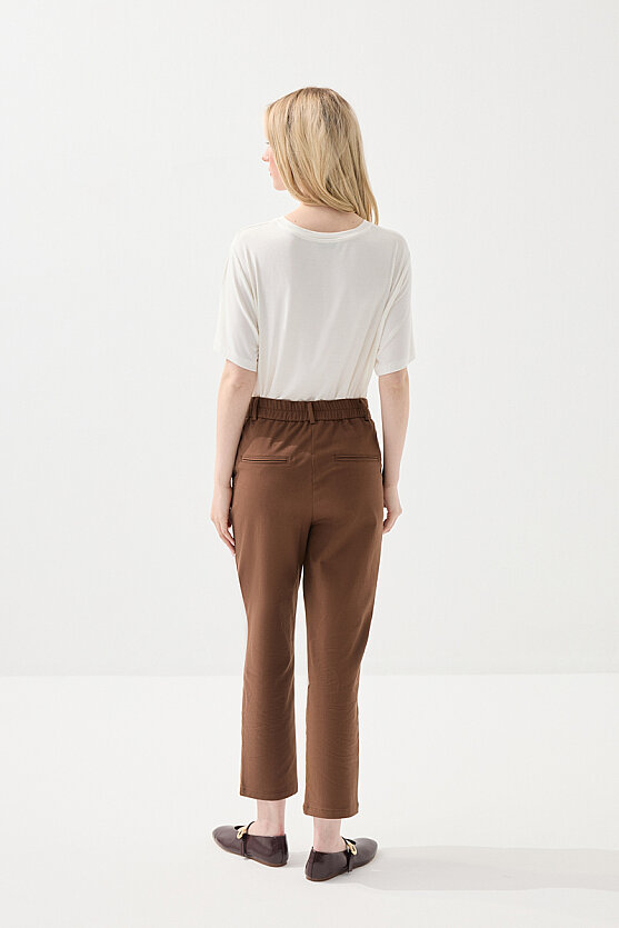 Kanvas Mom Pantolon - Kahverengi - 6