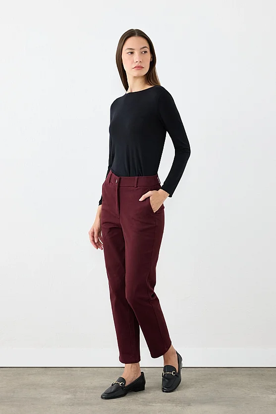 Kanvas Mom Pantolon - Mürdüm - 5