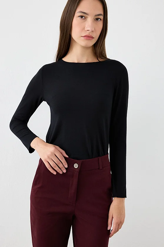 Kanvas Mom Pantolon - Mürdüm - 6