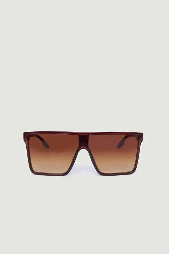 Kare Büyük Kemik Çerçeveli Güneş Gözlüğü - Kahverengi - Gusto