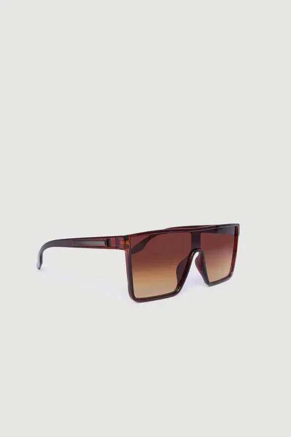 Kare Büyük Kemik Çerçeveli Güneş Gözlüğü - Kahverengi - Gusto