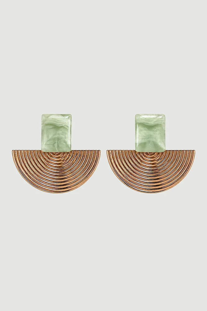 Kare Taşlı Geometrik Küpe - Gold - Gusto (1)