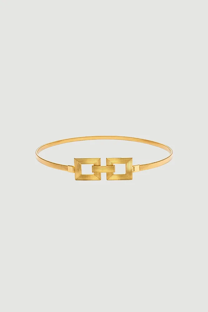 Kare Tokalı Lastikli Zincir Kemer - Gold Gold