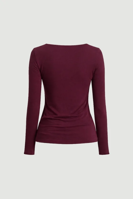 Kayık Yaka Kaşmir Bluz - Bordo - Gusto