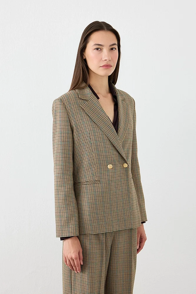 Kazayağı Blazer Ceket - Kahverengi Kahverengi