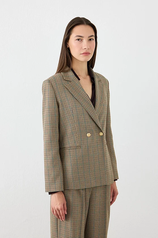 Kazayağı Blazer Ceket - Kahverengi - Gusto