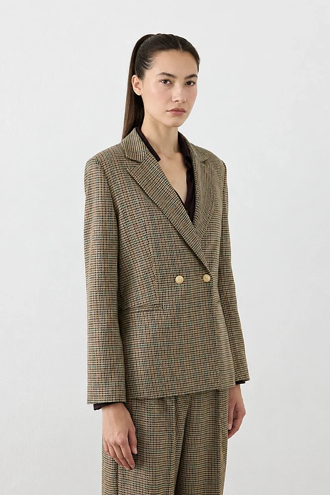 Kazayağı Blazer Ceket - Kahverengi - Gusto