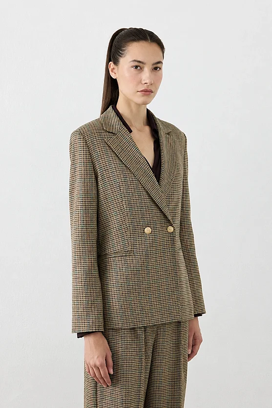 Kazayağı Blazer Ceket - Kahverengi - Gusto