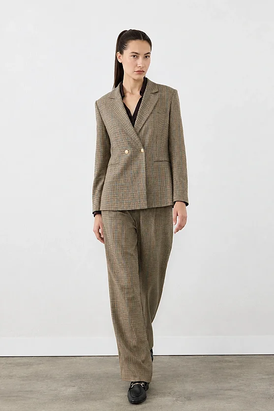 Kazayağı Blazer Ceket - Kahverengi - 3